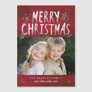 Merry Christmas Photo Holiday Thin Magnetic Card