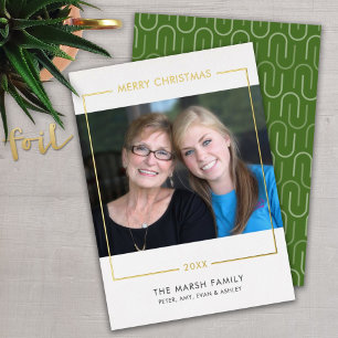 Merry Christmas Photo Horizontal - Gold Border Foil Holiday Card