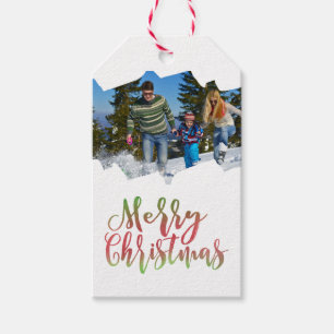 Merry Christmas Photo Illustrated Gift Tags