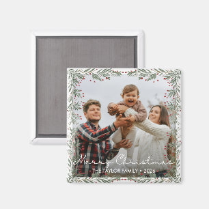 Merry Christmas Photo Magnet
