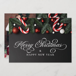 Merry Christmas Photo & Message Modern Traditional Holiday Card