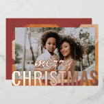 Merry Christmas Photo Modern Abstract Watercolor Foil Holiday Card<br><div class="desc">Merry Christmas Photo Modern Abstract Watercolor Rose Gold Foil Christmas Cards features your favourite photo on a modern abstract watercolor background with a "Merry Christmas" rose gold foil calligraphy script overlay. Personalise by editing the text on the reverse. Designed by ©Evco Studio www.zazzle.com/store/evcostudio</div>