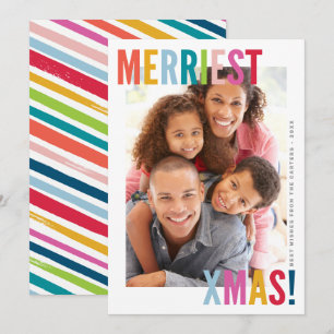MERRY CHRISTMAS PHOTO modern bright family Holiday Card