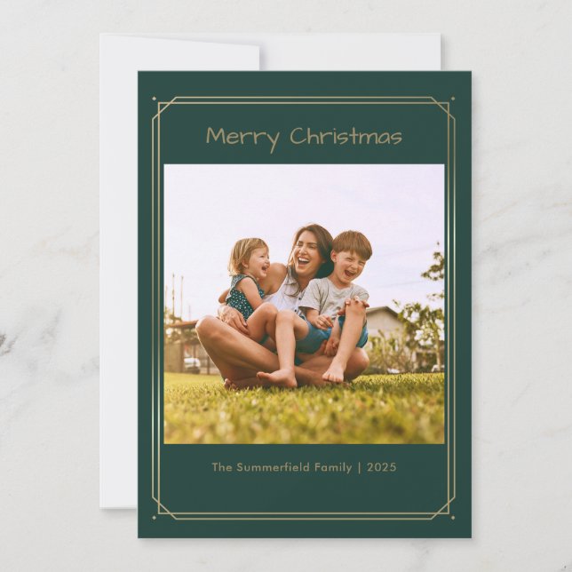 Merry Christmas Photo Modern Holiday Card (Front)