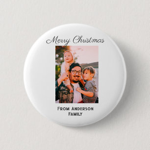 Merry Christmas photo modern love simple family mo 6 Cm Round Badge