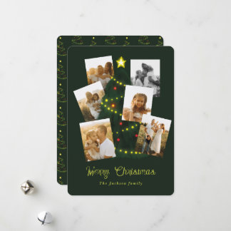 Merry Christmas Photo On Christmas Tree Holiday Card