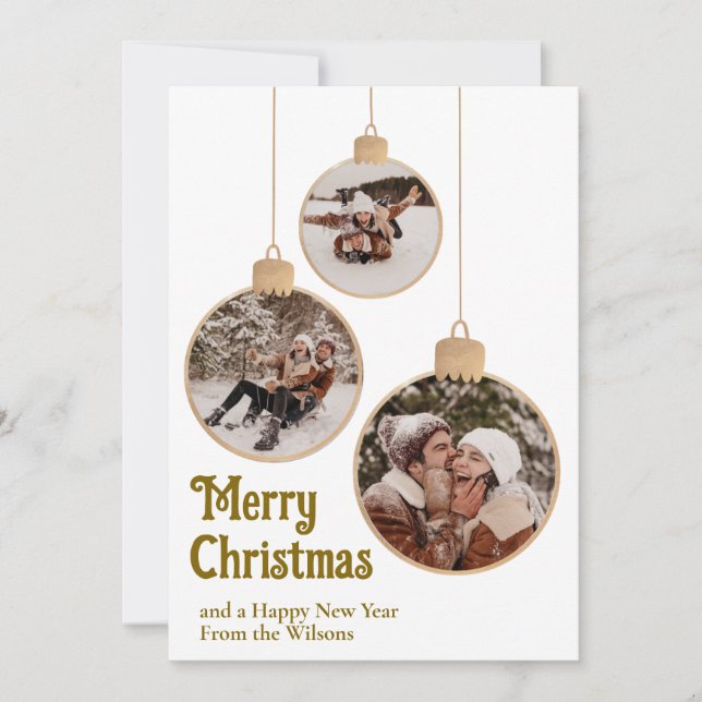 Merry Christmas photo ornament card (Front)