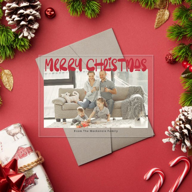 Merry Christmas Photo Personalised Card Acrylic Invitations (Insitu (Holiday))