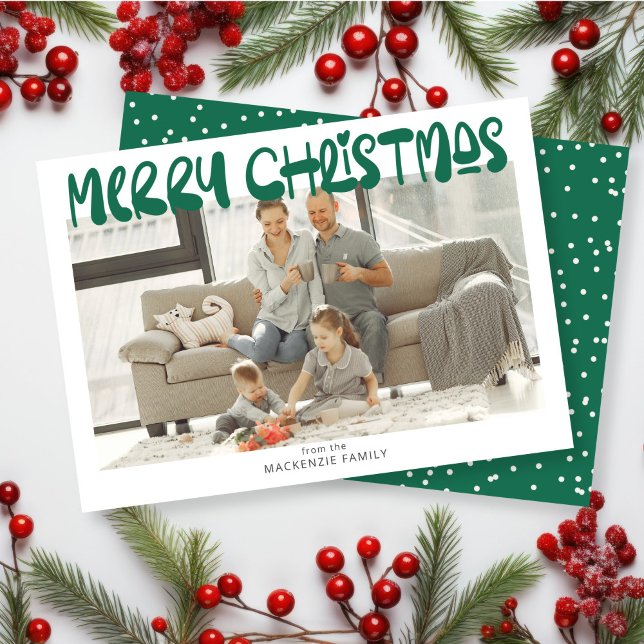 Merry Christmas Photo Personalised Holiday Card (Merry Christmas Photo Personalized Holiday Card by Ricaso. Fun bold and colorful holiday cards)