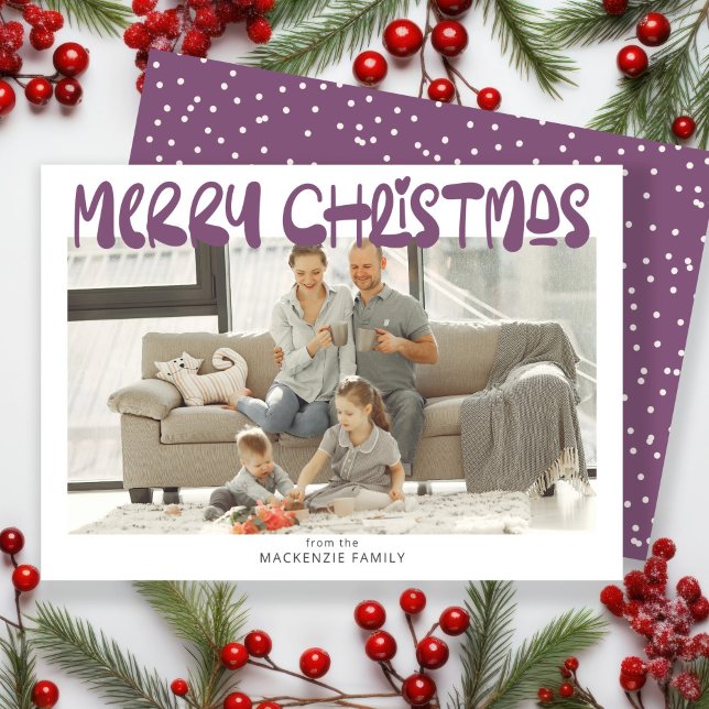 Merry Christmas Photo Personalised Holiday Card (Merry Christmas Photo Personalized Holiday Card by Ricaso. Fun bold and colorful holiday cards)