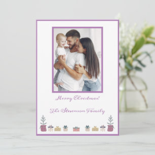 Merry Christmas Photo Personalised Purple Modern Holiday Card