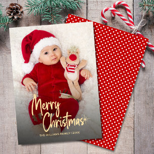 Merry Christmas Photo Personalised Script Holiday Card