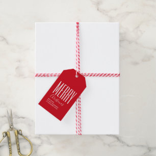 Merry Christmas Photo Red Gift Tags