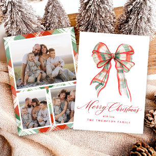 Merry Christmas Photo Red Green Holiday Card