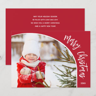 Merry Christmas Photo Red Holiday Card