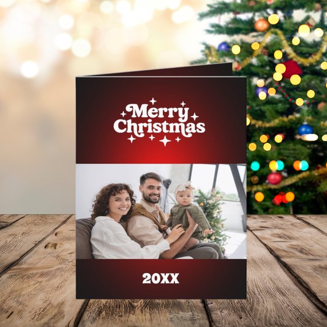 Merry Christmas photo red white year in review Holiday Card (Creator Uploaded)