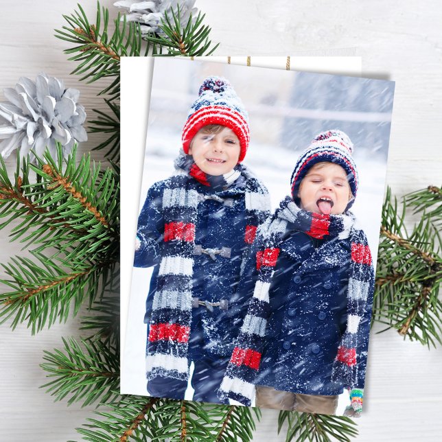Merry Christmas Photo Simple Watercolor Ornaments Holiday Card (Merry Christmas simple holiday photo greeting card.)