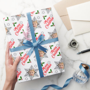 Merry Christmas Photo Snowflake  Wrapping Paper