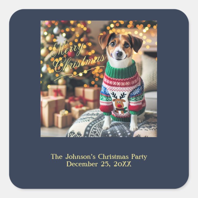 Merry Christmas Photo Square Sticker (Front)