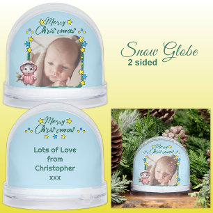 Merry Christmas photo stars mouse blue Snowglobe