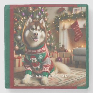 Merry Christmas Photo Stone Coaster