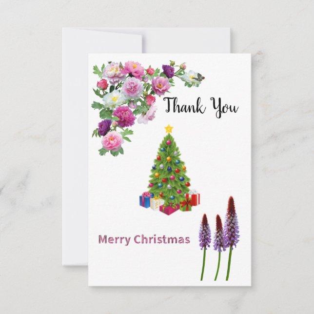 Merry Christmas Photo Thank You Card (Front)