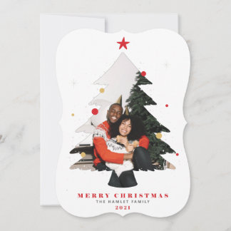 Merry Christmas Photo Tree Flat Holiday Card