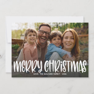 Merry Christmas Photo Typography Family Holiday Card