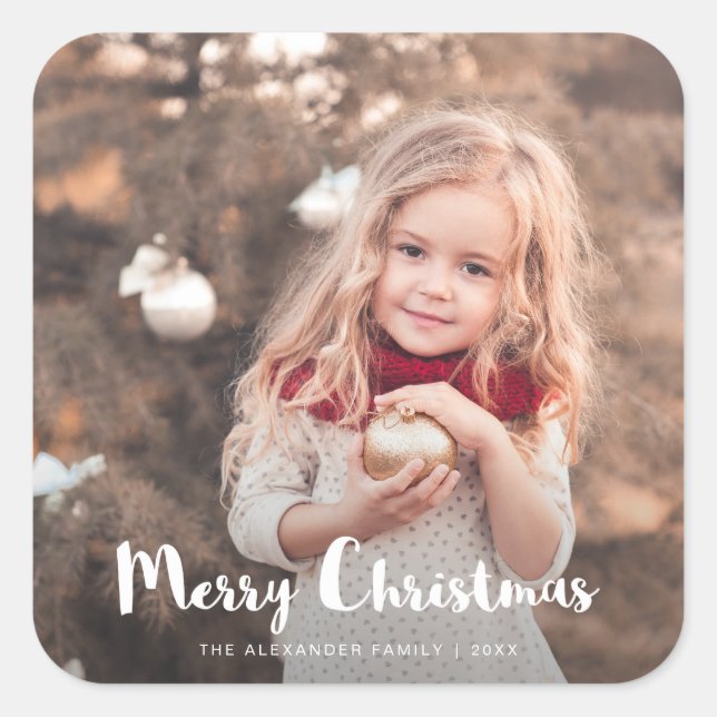 Merry Christmas Photo Typography Sticker (Front)