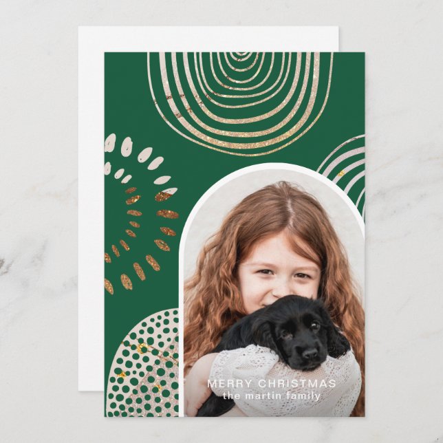 Merry Christmas Photo with Message Green Holiday Card (Front/Back)