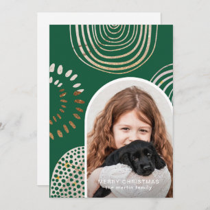 Merry Christmas Photo with Message Green Holiday Card