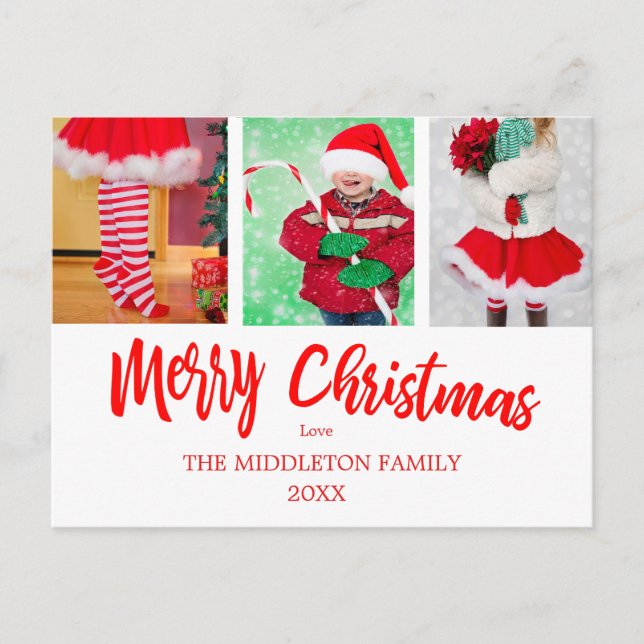 Merry Christmas Photos Holiday  Greeting Postcard (Front)