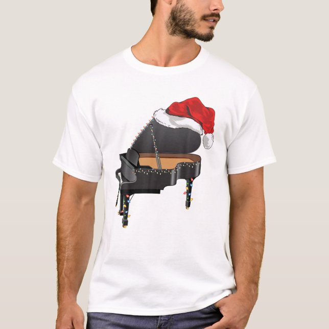 Merry Christmas Piano With Santa Hat Essential Cos T-Shirt (Front)