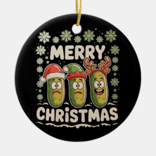 Merry Christmas Pickle Lover Xmas Lights Ugly Ceramic Tree Decoration