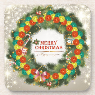 Merry Christmas Pickleball 1 Coaster