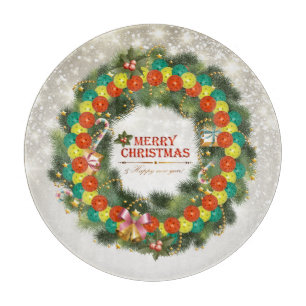 Merry Christmas Pickleball 1 Glass Cutting Boards