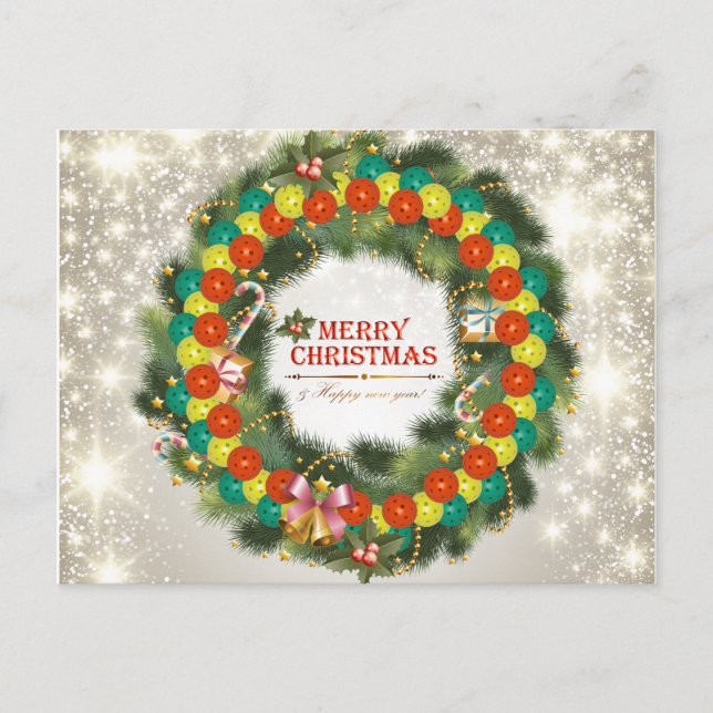 Merry Christmas Pickleball 1 Postcard (Front)