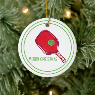 Merry Christmas Pickleball Custom Message Ceramic Tree Decoration