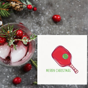 Merry Christmas Pickleball Festive Holiday Napkin