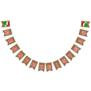 Merry Christmas Pickleball Party Red & Green Santa Bunting