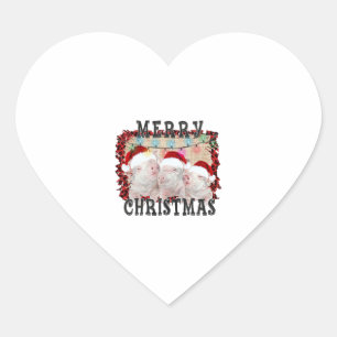 Merry Christmas Pig Heart Sticker