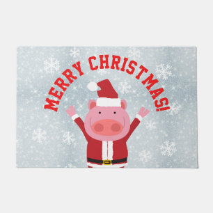Merry Christmas Piglet Doormat