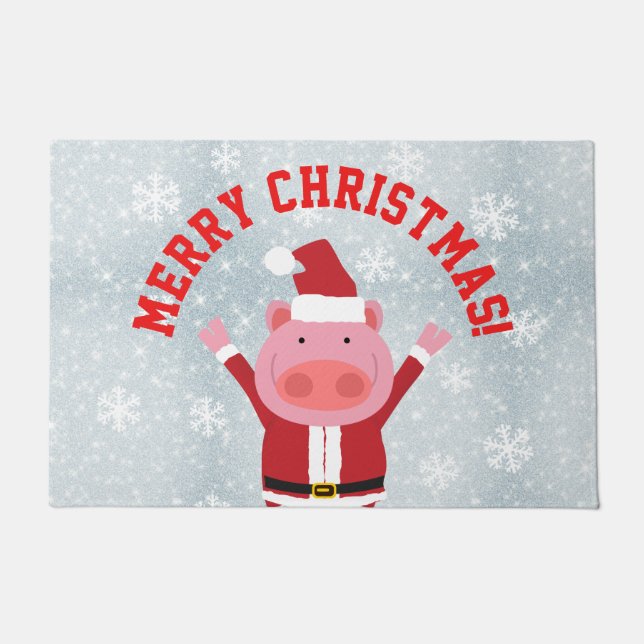 Merry Christmas Piglet Doormat (Front)