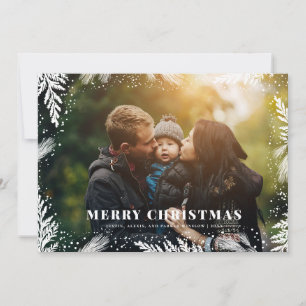 Merry Christmas Pine Border Christmas Card
