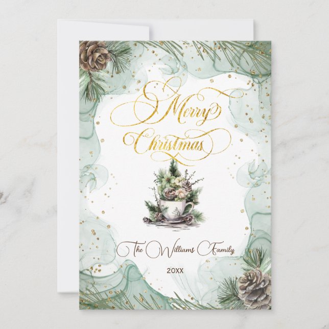Merry Christmas Pine Botanical Card (Front)