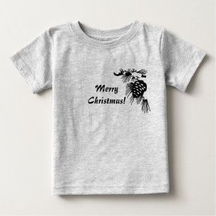 Merry Christmas Pine Cone Black and White Shirt