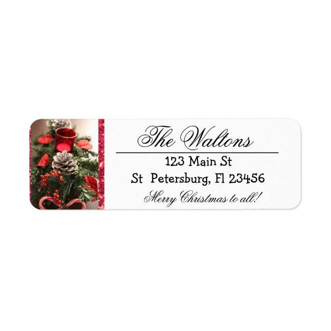 Merry Christmas Pine Cone Return Address Labels (Front)