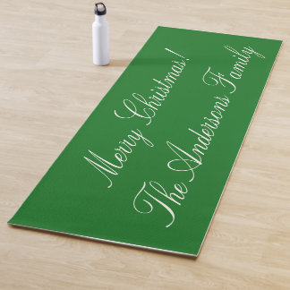Merry Christmas Pine Green Snow White Script Name  Yoga Mat