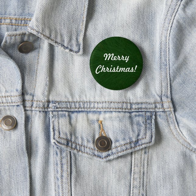 Merry Christmas Pine Tree Close Up Pinback 6 Cm Round Badge (In Situ)