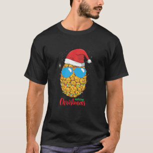 Merry Christmas Pineapple Santa Hat Funny Xmas Lig T-Shirt
